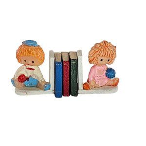 Vintage Dollhouse Miniature Raggedy Ann Andy Bookends Books